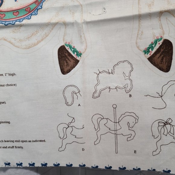 Carousel Horse/Fabric Craft Panel & Applique/2 panels VTG - Picture 3 of 7